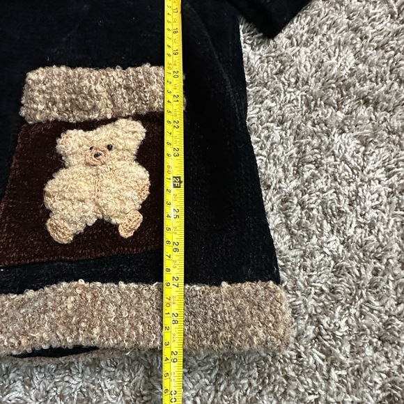 RARE! Vintage Berek chenille Wool blend Beat Black Cardigan Grandma Core Sz L - Picture 5 of 7